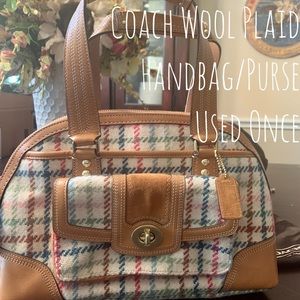 Authentic Coach Plaid Wool Handbag — Like New